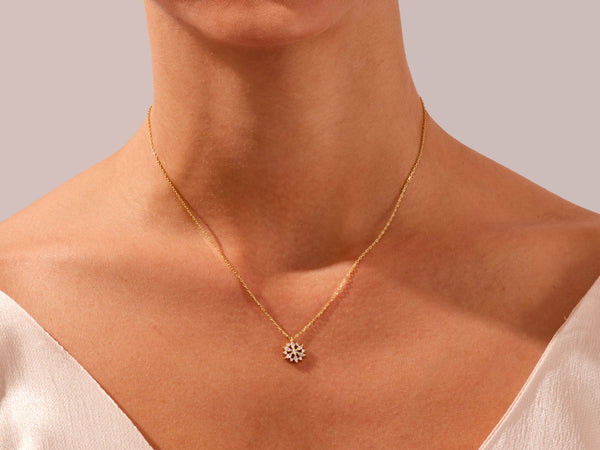 Sunflower Necklace in 14k Solid Gold