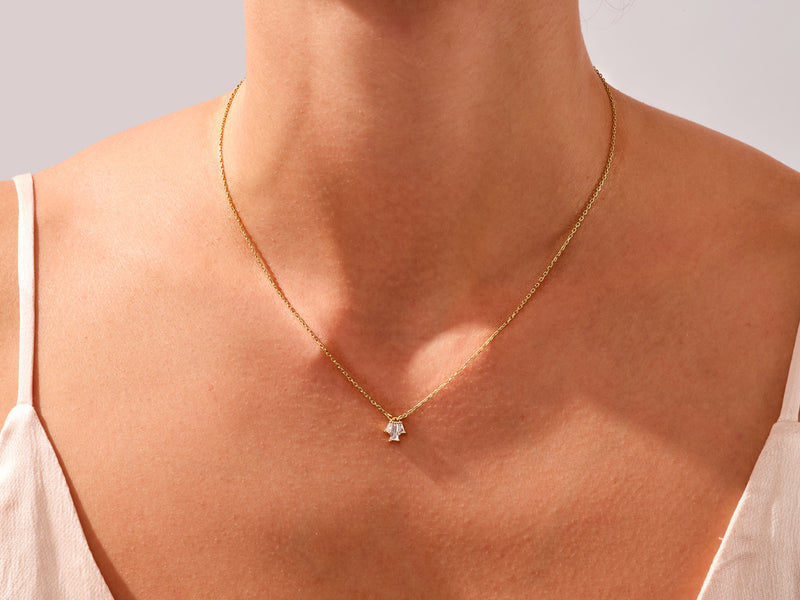 Tapered Diamond Necklace in 14k Solid Gold