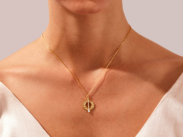 Compass Necklace in 14k Solid Gold