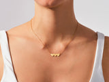 Trio Heart Name Necklace in 14k Solid Gold