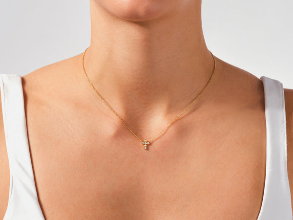 Bezel Diamond Cross Necklace in 14k Solid Gold