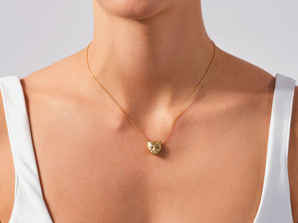 Tiger Birhstone Necklace in 14k Solid Gold