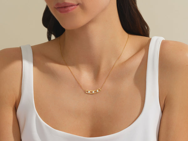 Trio Bezel Diamond Necklace in 14k Solid Gold