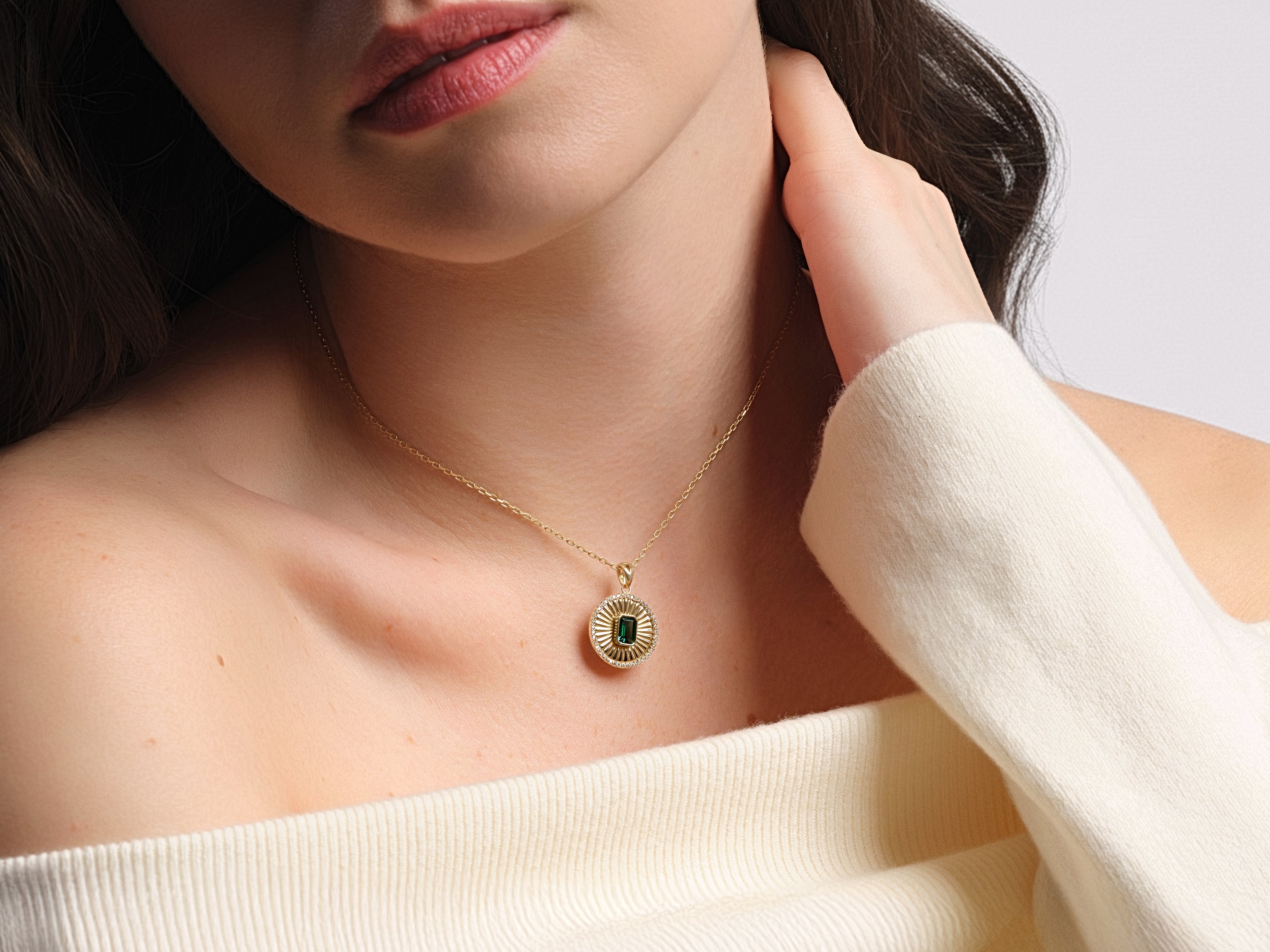 Sunburst Birthstone Pendant Necklace