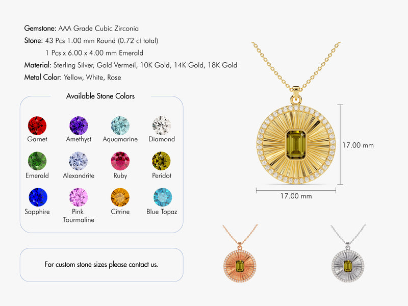 Sunburst Birthstone Pendant Necklace