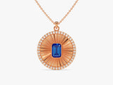 Sunburst Sapphire Pendant Necklace in 14k Solid Gold