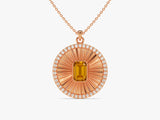 Sunburst Citrine Pendant Necklace in 14k Solid Gold