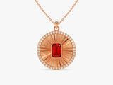 Sunburst Ruby Pendant Necklace in 14k Solid Gold