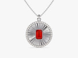 Sunburst Garnet Pendant Necklace in 14k Solid Gold