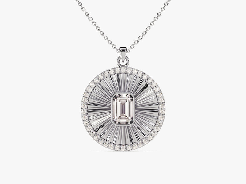 Sunburst Diamond Pendant Necklace in 14k Solid Gold