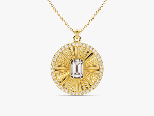 Sunburst Diamond Birthstone Pendant Necklace in 14k Solid Gold