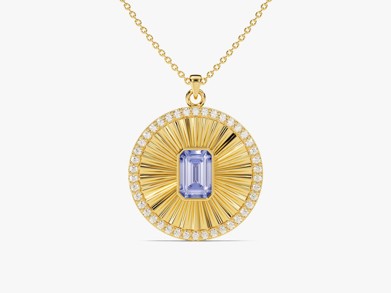 Sunburst Alexandrite Pendant Necklace in 14k Solid Gold