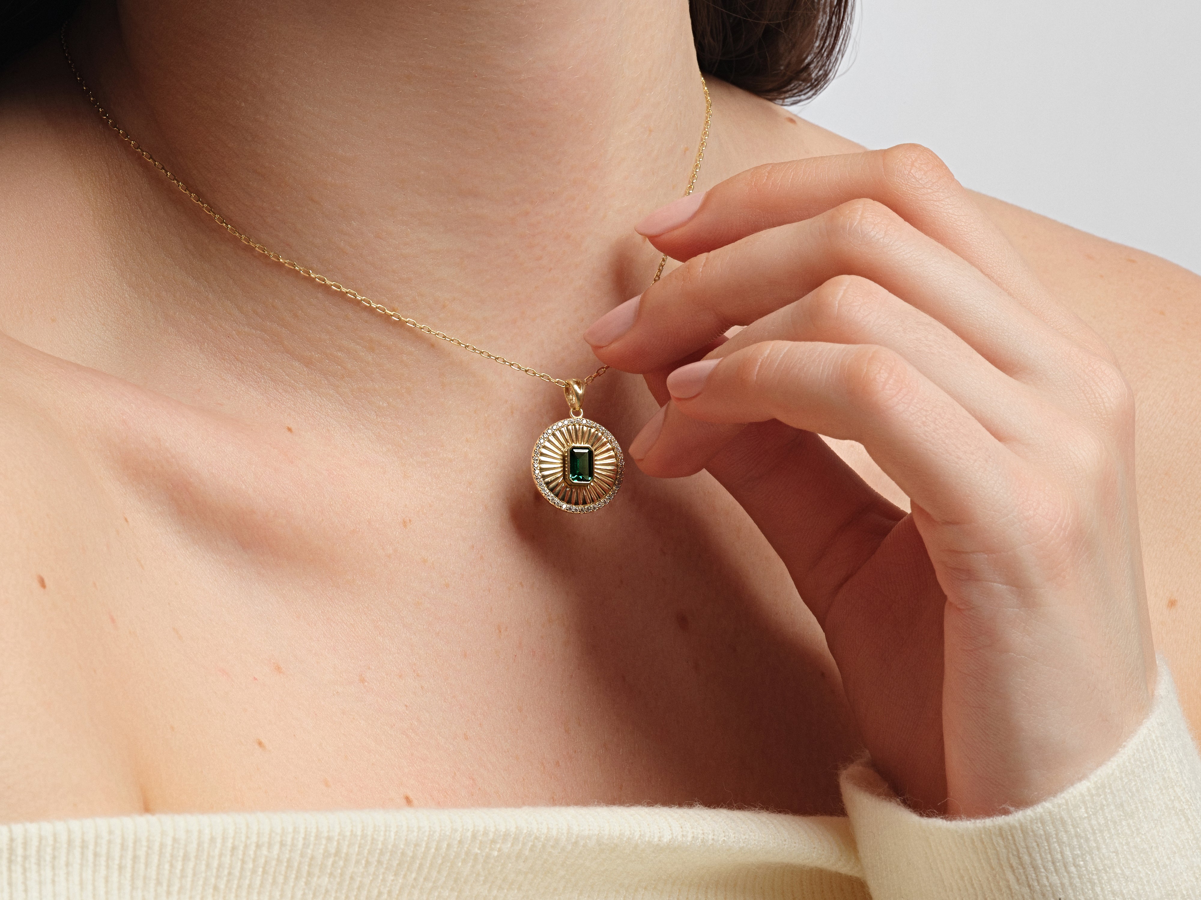 Sunburst Birthstone Pendant Necklace