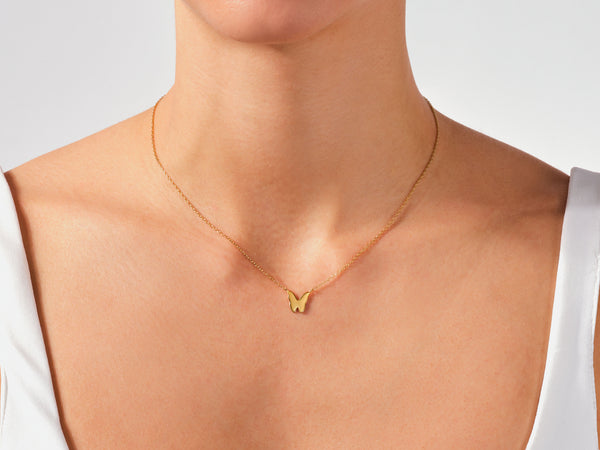 Plain Butterfly Necklace in 14k Solid Gold