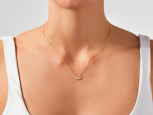 Hexagon Initial Necklace in 14k Solid Gold