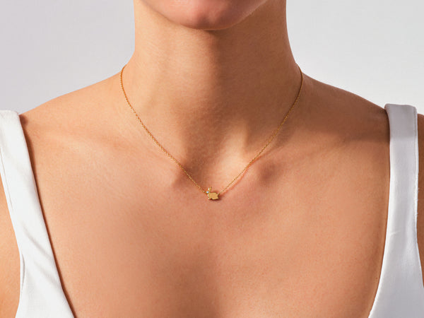 Rabbit Pendant Necklace in 14k Solid Gold