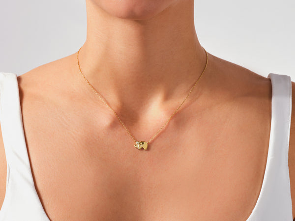Elephant Pendant Necklace in 14k Solid Gold