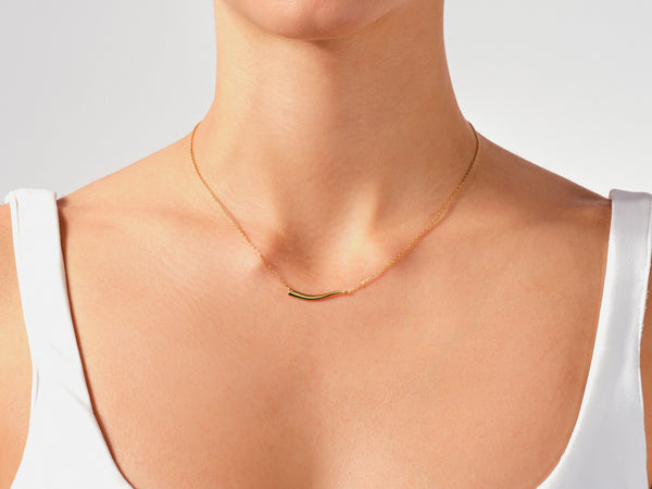 Curved Pendant Necklace in 14k Solid Gold