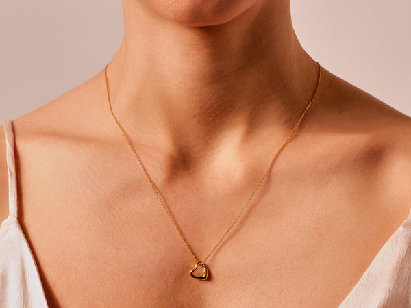 Open Heart Necklace in 14k Solid Gold