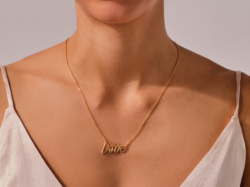 Love Necklace in 14k Solid Gold