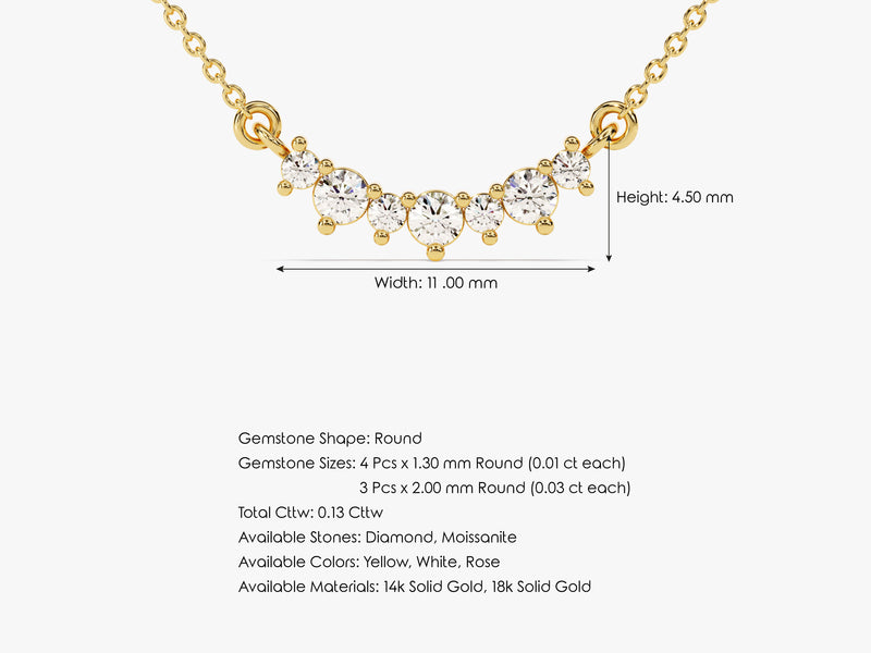 Unique Diamond Cluster Necklace (0.13 CT) in 14k Solid Gold