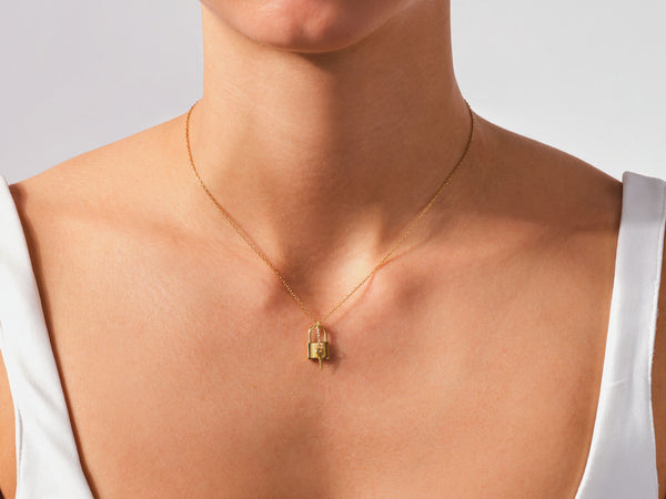 Lock & Key Necklace in 14k Solid Gold