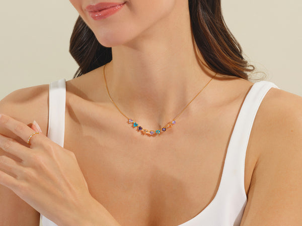 Heart Birthstone Necklace in 14k Solid Gold