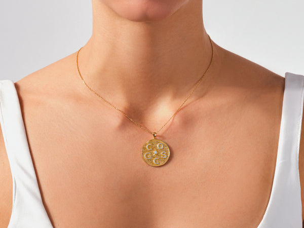 Multi Initial Disc Necklace in 14k Solid Gold