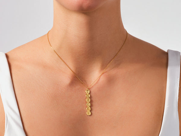 Vertical Name Necklace in 14k Solid Gold