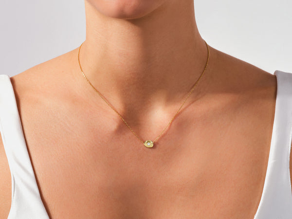 Bezel Set Round Diamond Necklace in 14k Solid Gold