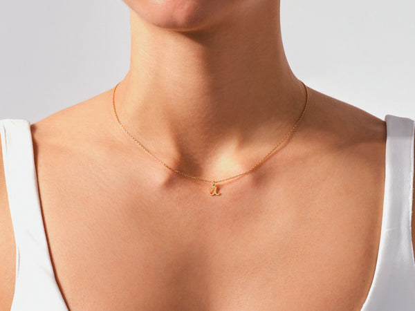 Mini Letter Necklace in 14k Solid Gold