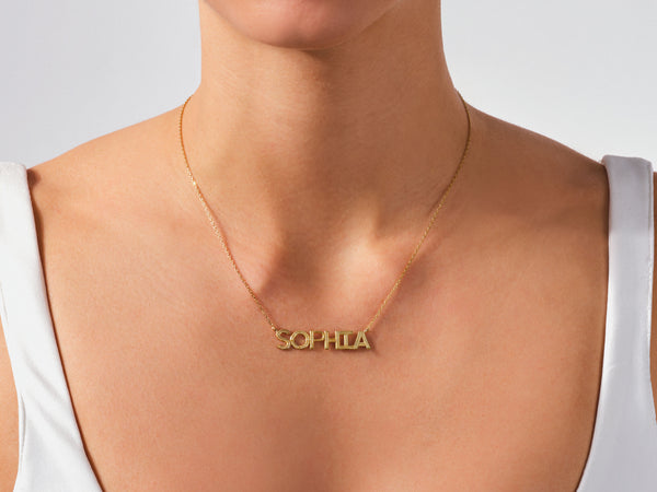 Custom Name Necklace in 14k Solid Gold