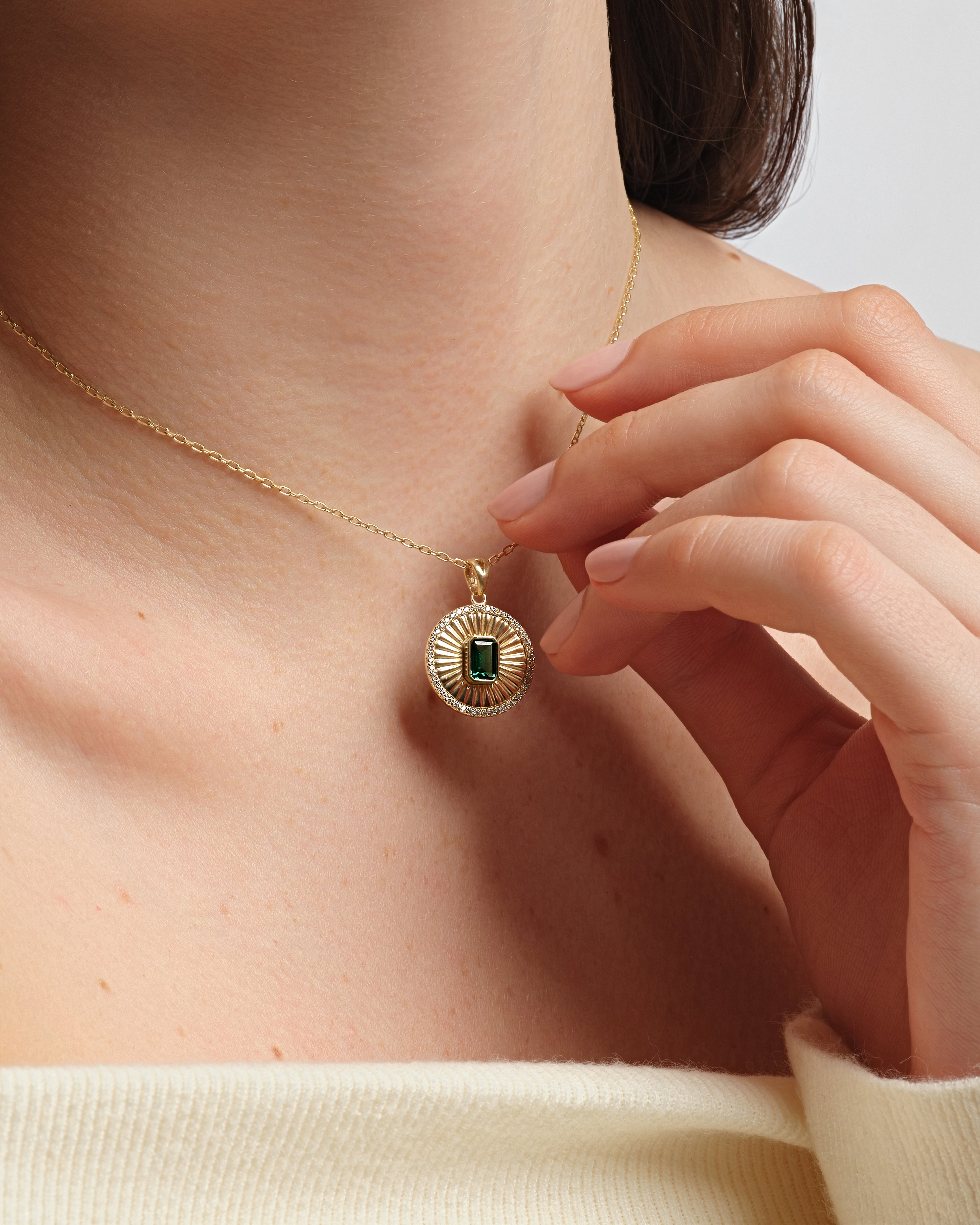 Sunburst Birthstone Pendant Necklace