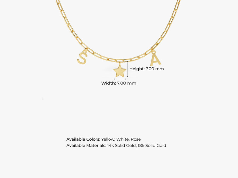 Initial Paperclip Chain Necklace in 14k Solid Gold