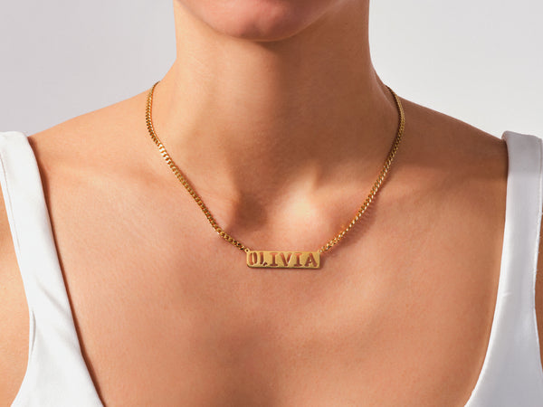 Nameplate Necklace in 14k Solid Gold