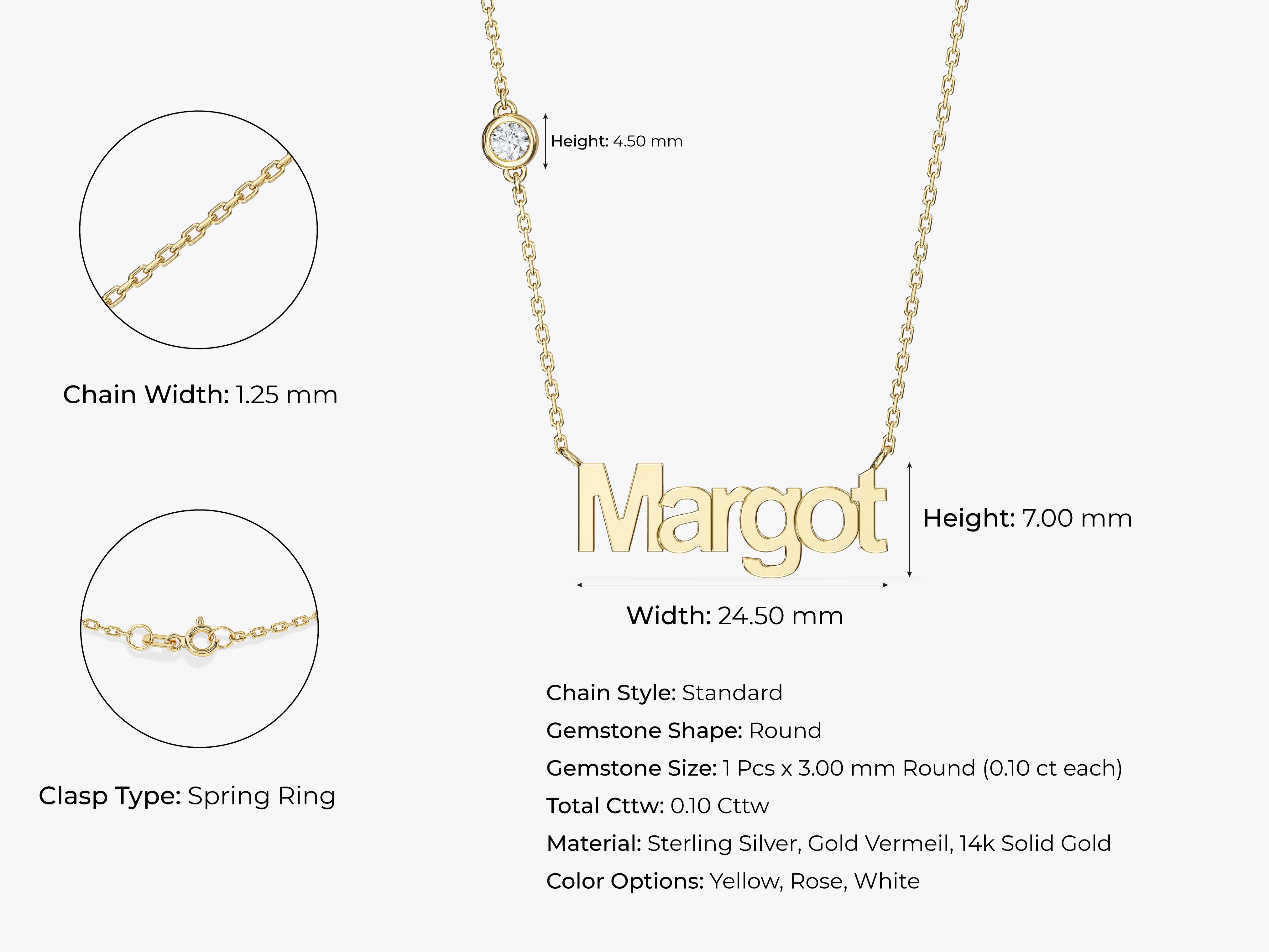 Gold name necklace with diamond accent, jewelry gift