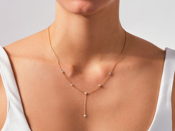 Diamond Drop Necklace in 14k Solid Gold