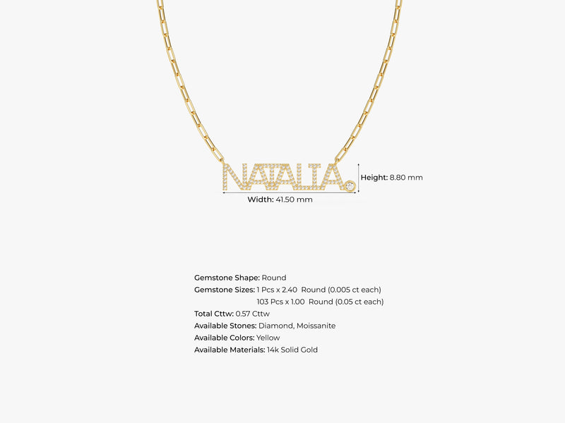 Diamond Paperclip Chain Necklace in 14k Solid Gold