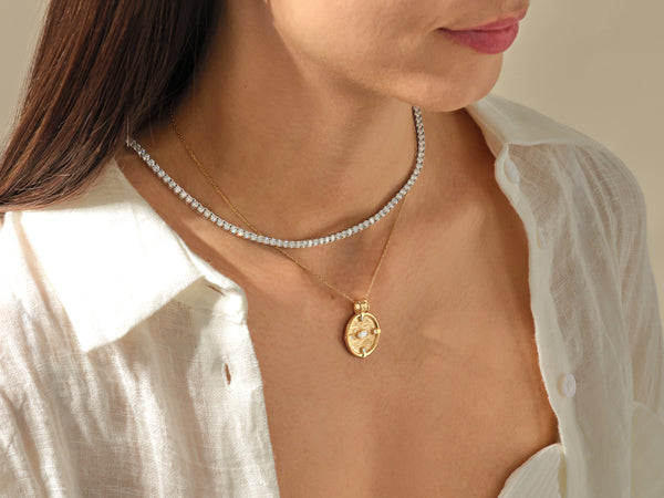 Birthstone Disc Necklace - Gold Vermeil