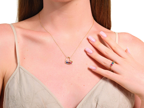 Cluster Birthstone Necklace in 14K Solid Gold