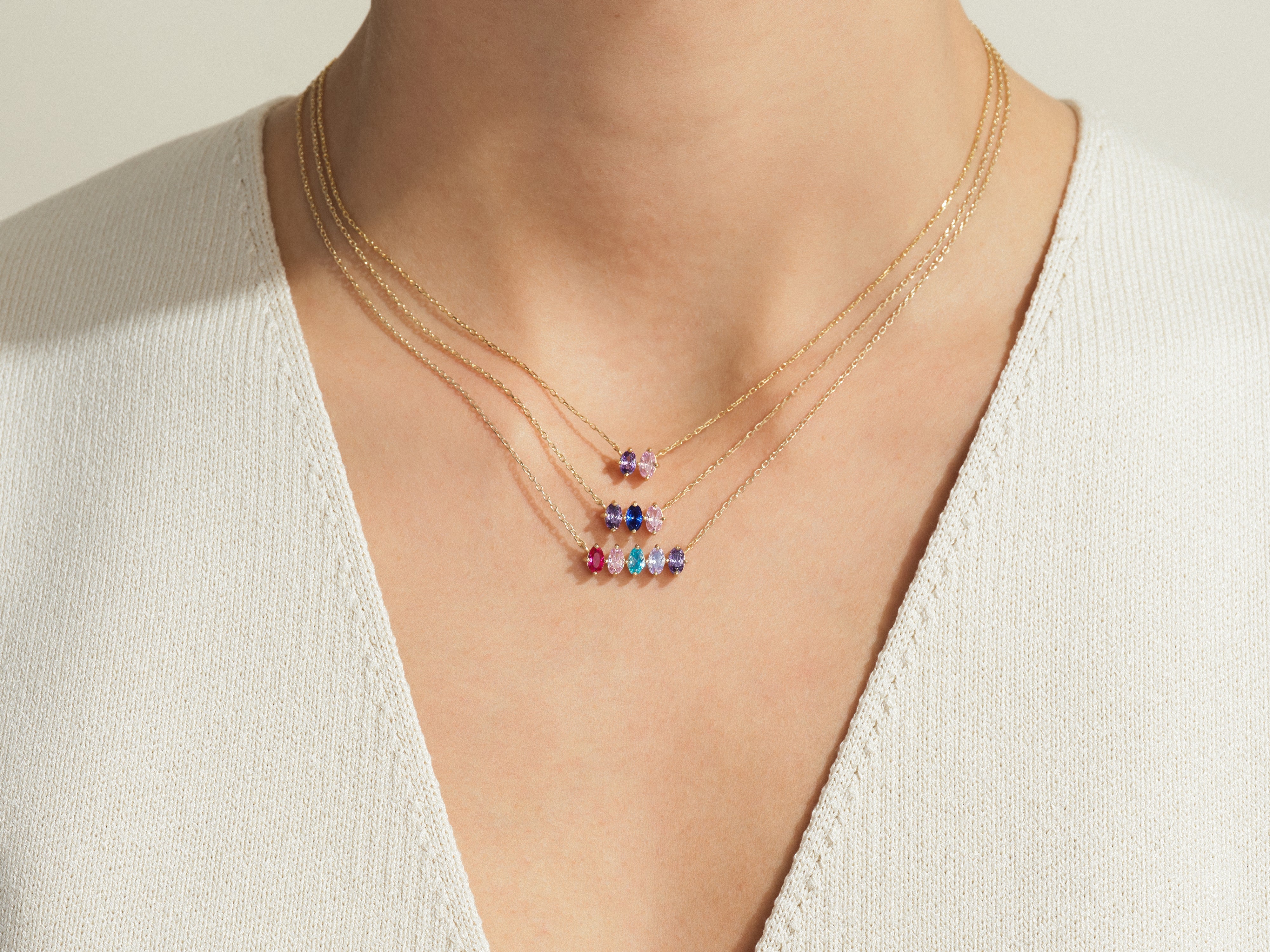 Gold necklaces with colorful gemstone pendants jewelry