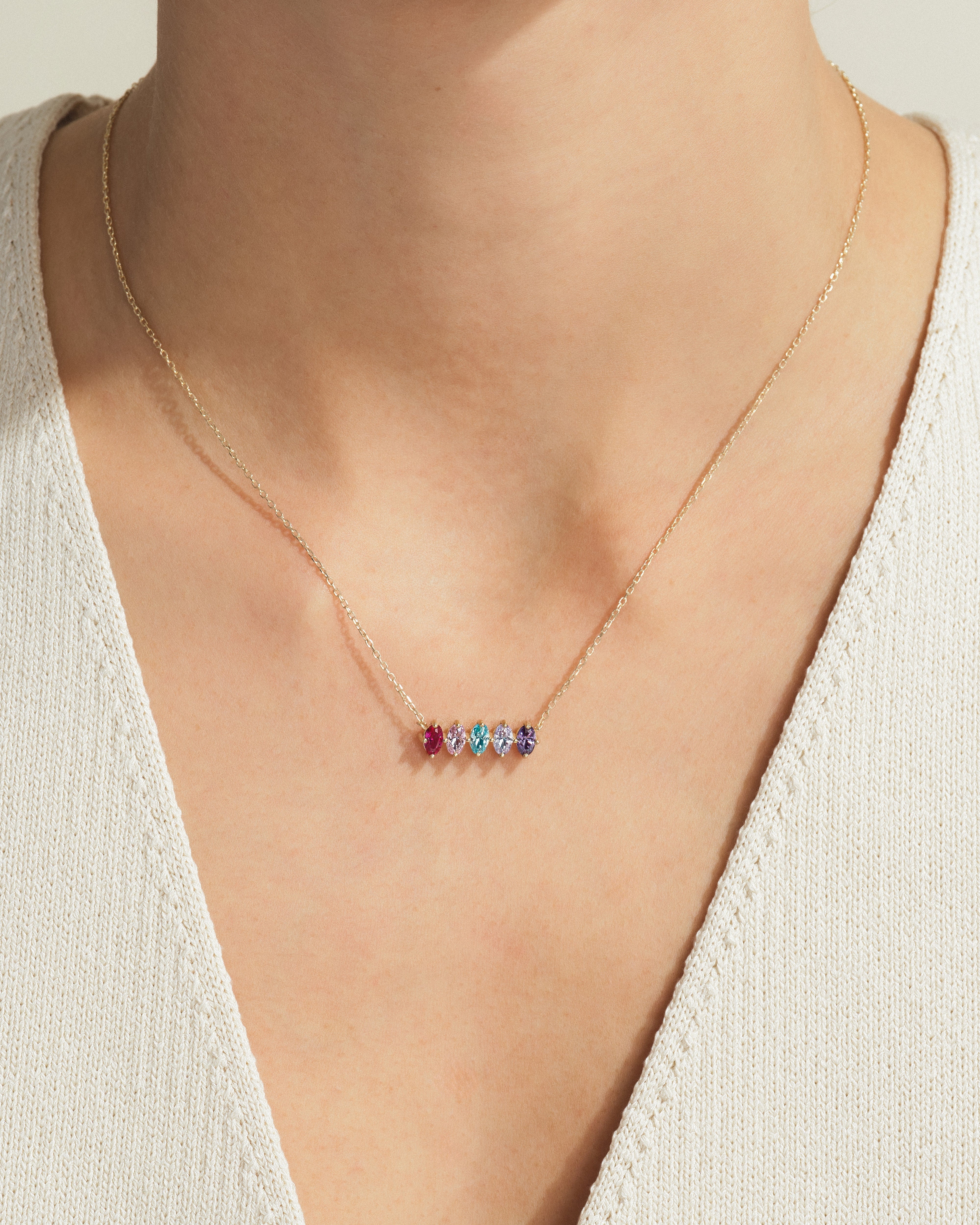 Oval Birthstone Necklace