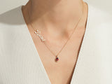 Pear Ruby Name Necklace in 14K Solid Gold