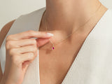 Single Stone Diamond Birthstone Pendant Necklace in 14k Solid Gold