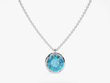 Bezel Set Round Birthstone Solitaire Necklace