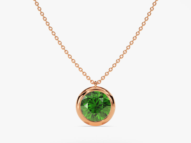 Bezel Set Round Birthstone Solitaire Necklace