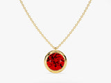 Bezel Set Round Birthstone Solitaire Necklace