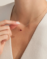 Bezel Set Round Birthstone Solitaire Necklace