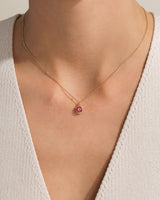 Bezel Set Round Birthstone Solitaire Necklace
