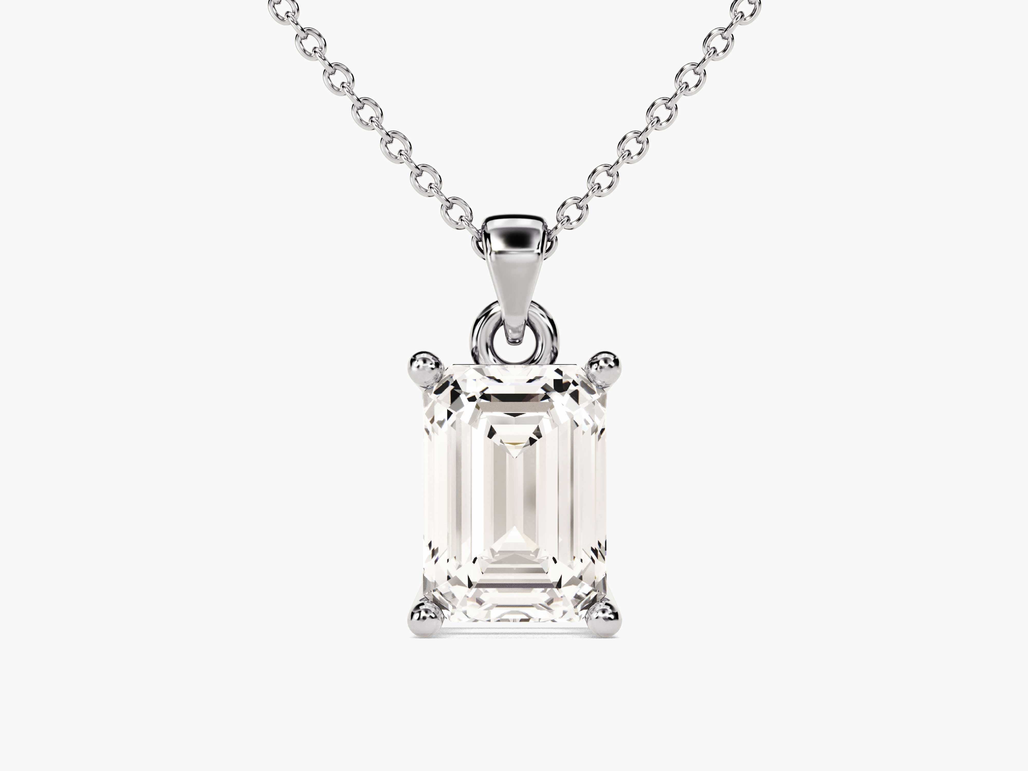 Emerald cut diamond pendant necklace fine jewelry